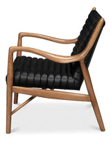 Singletary Wood and Leather Black Armchair Club Chairs LOOMLAN By Sarreid