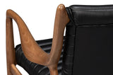 Singletary Wood and Leather Black Armchair Club Chairs LOOMLAN By Sarreid