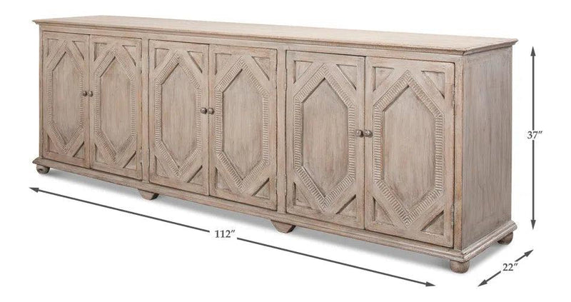 Six Diamonds Sideboard French Grey Sideboards LOOMLAN By Sarreid