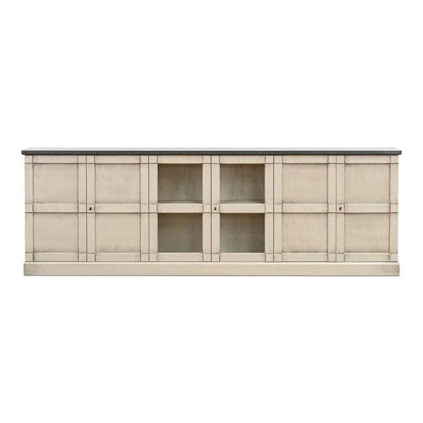 Six Door Console Sideboard Slim Washed Grey Stone Console Tables LOOMLAN By Sarreid