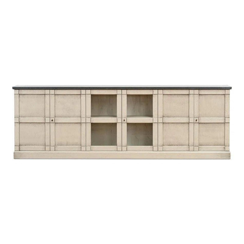 Six Door Console Sideboard Slim Washed Grey Stone Console Tables LOOMLAN By Sarreid