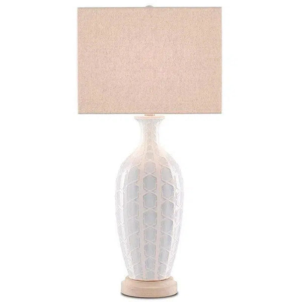 Sky Blue Cream Saraband Table Lamp Table Lamps LOOMLAN By Currey & Co