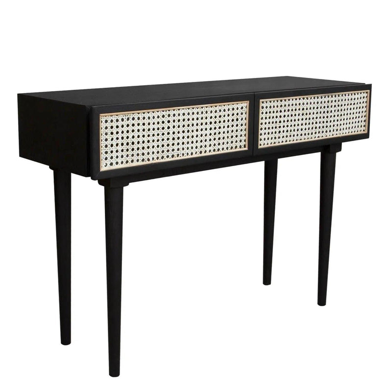 Slim Black Console Table With Drawers Wood Top Wood Base Console Tables LOOMLAN By LH Imports