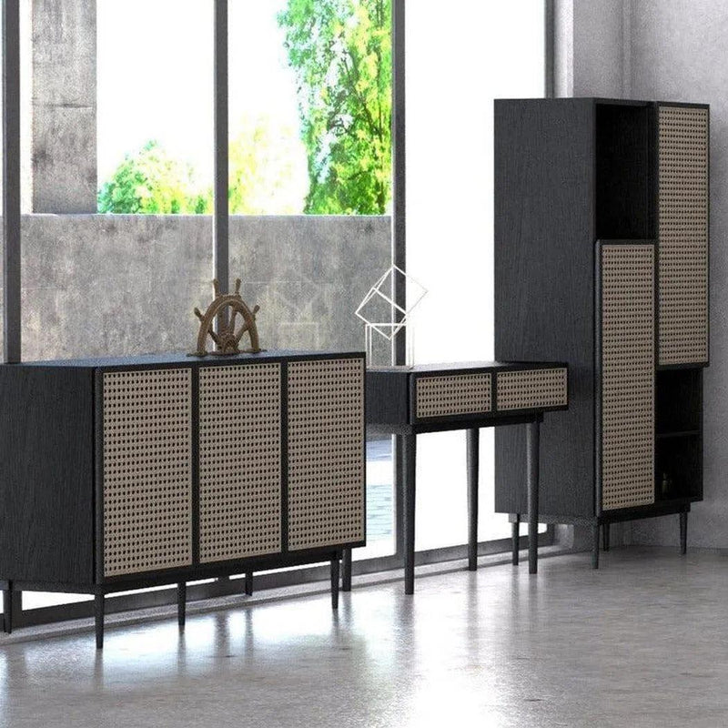 Slim Black Console Table With Drawers Wood Top Wood Base Console Tables LOOMLAN By LH Imports