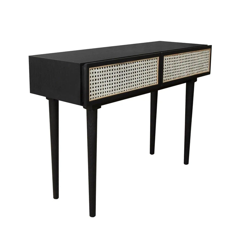 Slim Black Console Table With Drawers Wood Top Wood Base Console Tables LOOMLAN By LH Imports