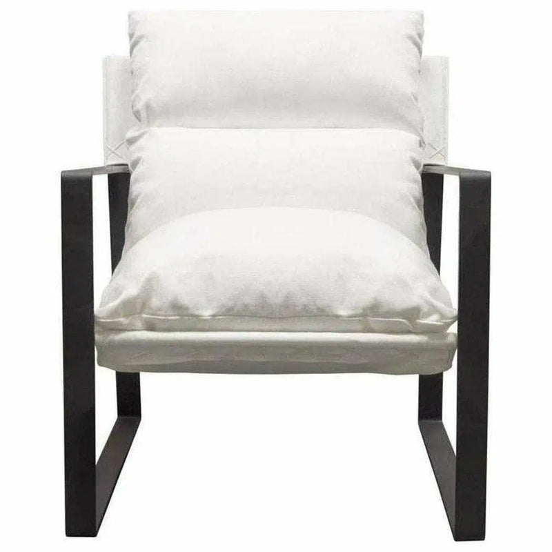 Sling Accent Chair in White Linen Fabric and Metal Frame Accent Chairs LOOMLAN By Diamond Sofa