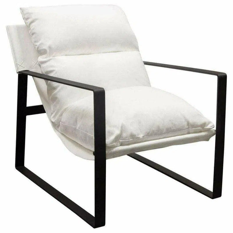 Sling Accent Chair in White Linen Fabric and Metal Frame Accent Chairs LOOMLAN By Diamond Sofa