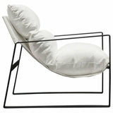 Sling Accent Chair in White Linen Fabric and Metal Frame Accent Chairs LOOMLAN By Diamond Sofa