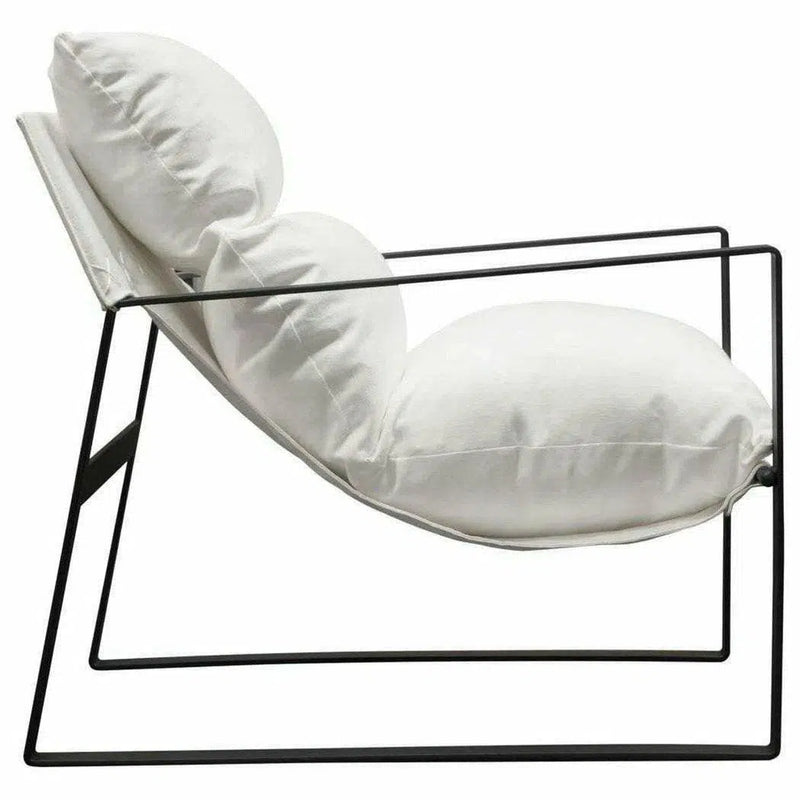 Sling Accent Chair in White Linen Fabric and Metal Frame Accent Chairs LOOMLAN By Diamond Sofa