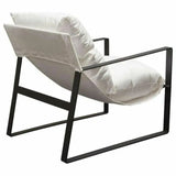 Sling Accent Chair in White Linen Fabric and Metal Frame Accent Chairs LOOMLAN By Diamond Sofa