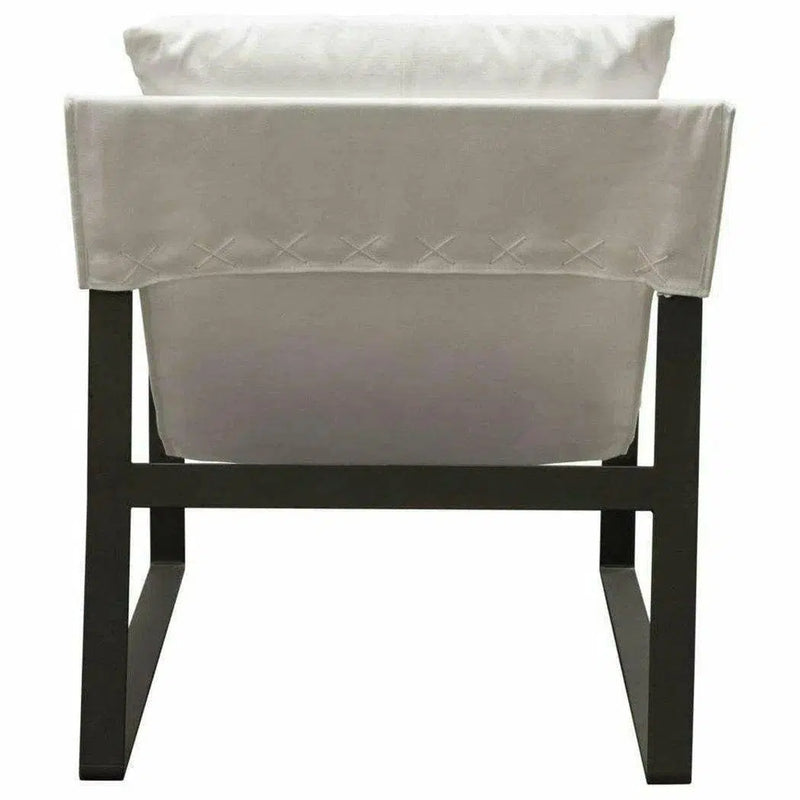 Sling Accent Chair in White Linen Fabric and Metal Frame Accent Chairs LOOMLAN By Diamond Sofa