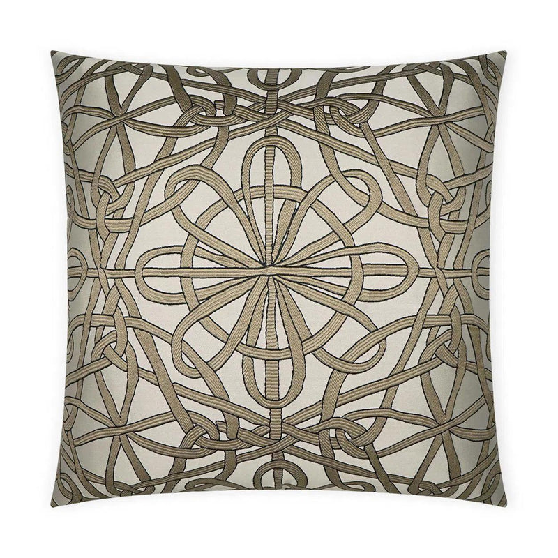 Slip Knot Taupe Ivory Gold Large Throw Pillow With Insert Throw Pillows LOOMLAN By D.V. Kap