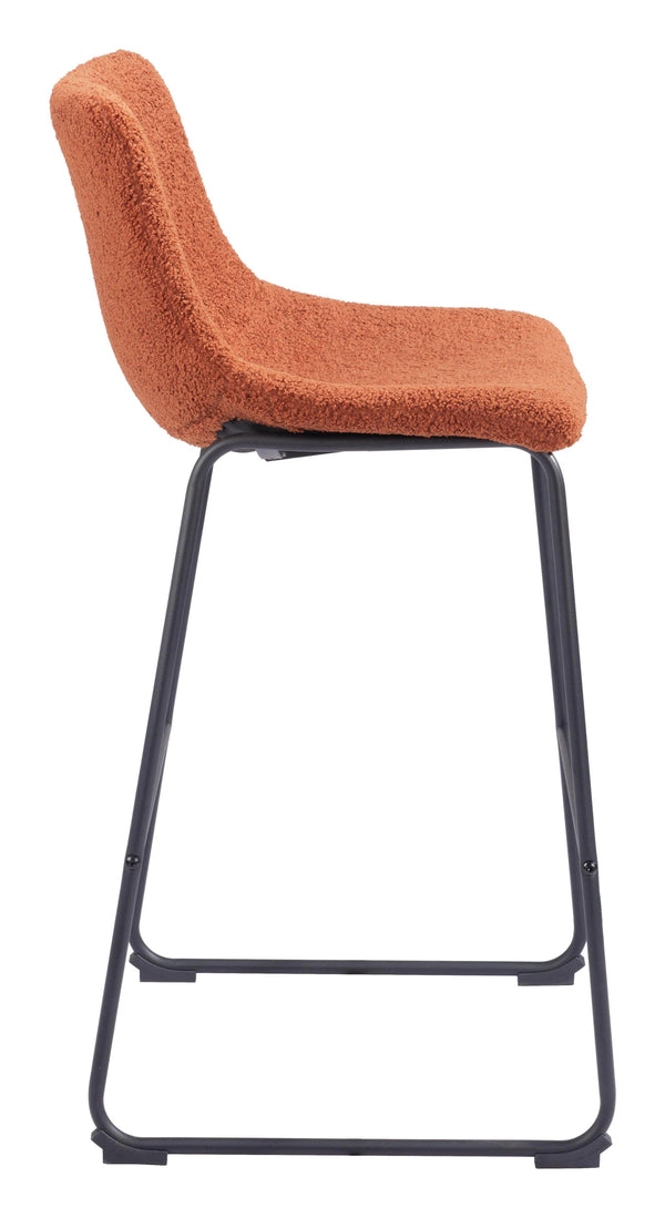 Smart Barstool (Set of 2) Burnt Orange Bar Stools LOOMLAN By Zuo Modern