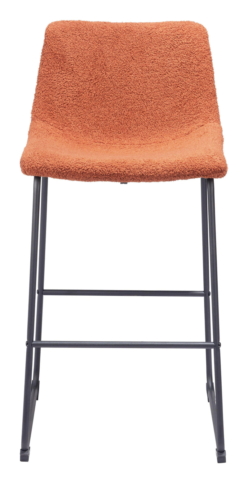 Smart Barstool (Set of 2) Burnt Orange Bar Stools LOOMLAN By Zuo Modern