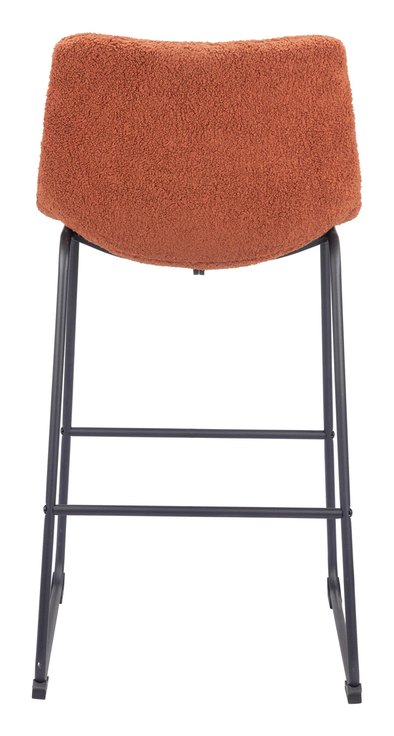 Smart Barstool (Set of 2) Burnt Orange Bar Stools LOOMLAN By Zuo Modern