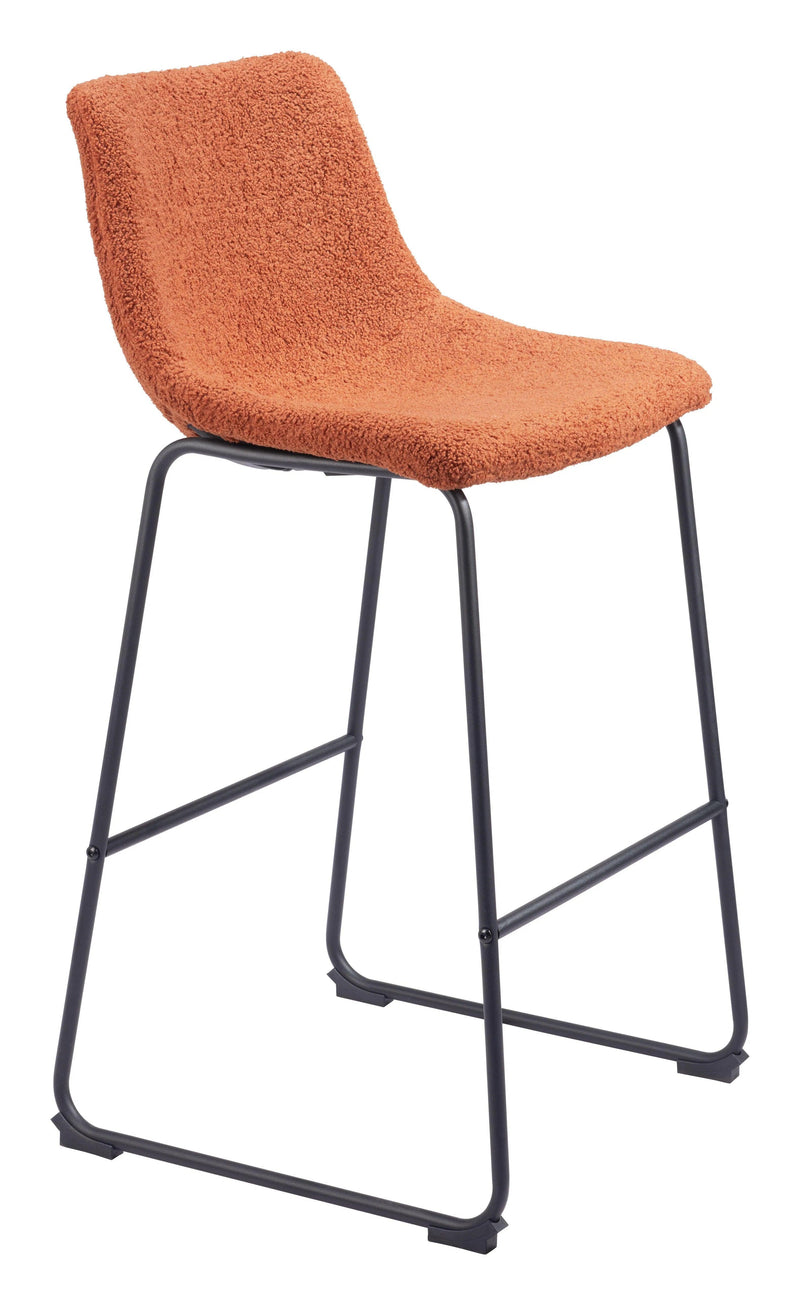 Smart Barstool (Set of 2) Burnt Orange Bar Stools LOOMLAN By Zuo Modern