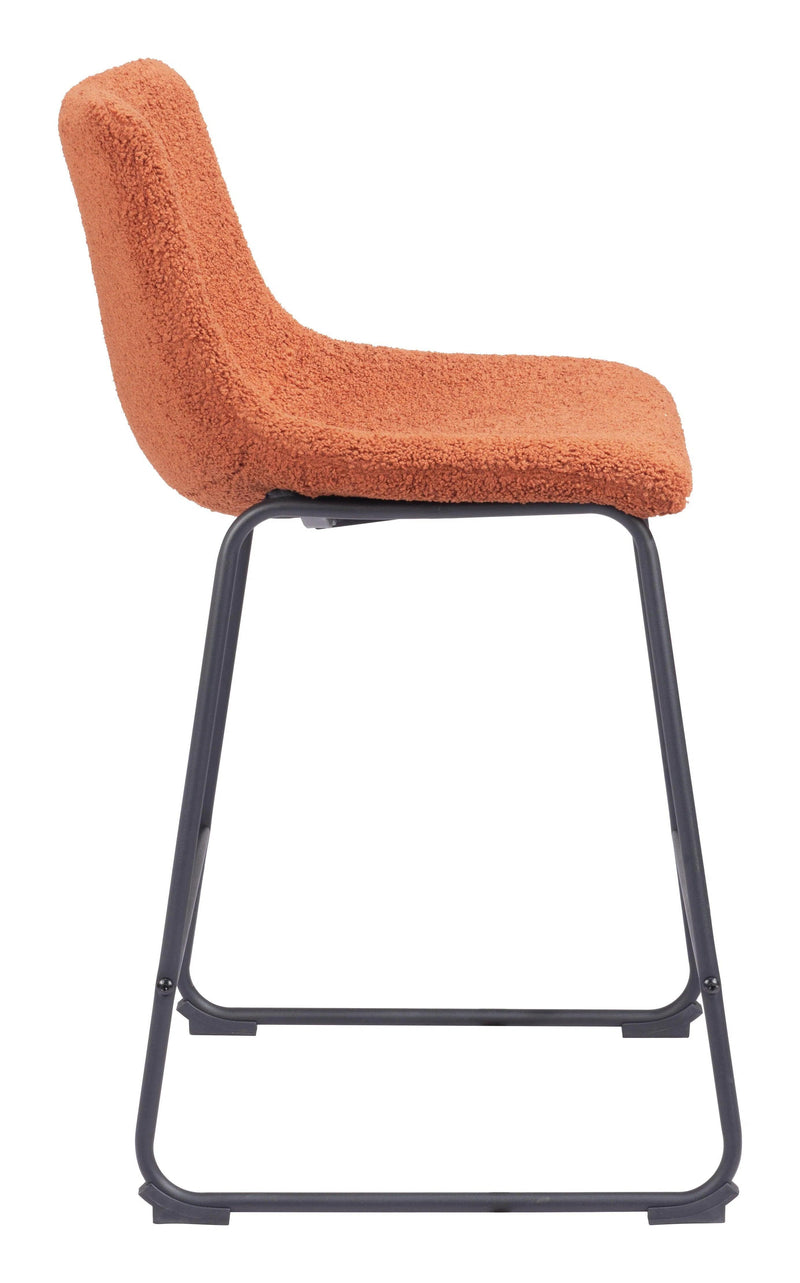 Smart Counter Stool (Set of 2) Burnt Orange Counter Stools LOOMLAN By Zuo Modern