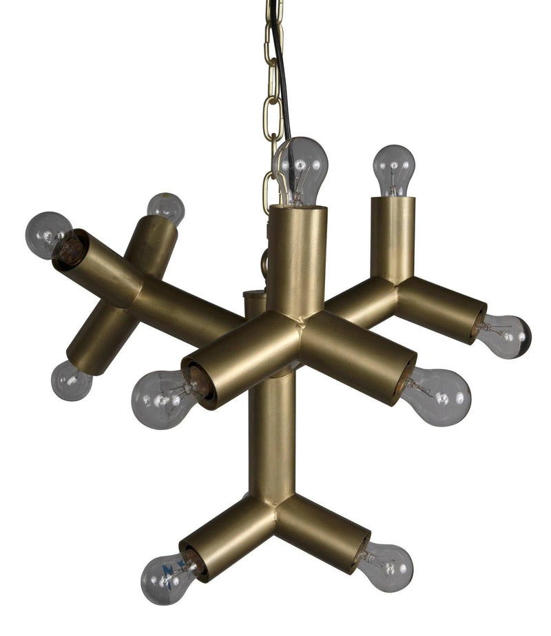 Snow Flake Metal Chandelier With Brass Finish Chandeliers LOOMLAN By Noir