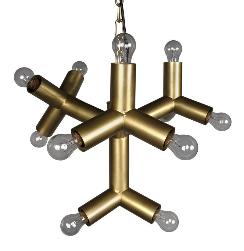 Snow Flake Metal Chandelier With Brass Finish Chandeliers LOOMLAN By Noir