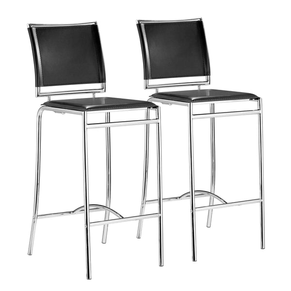 Soar Bar Chair (Set of 2) Black Bar Stools LOOMLAN By Zuo Modern