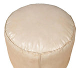 Soccerball Leather Beige Stool Poufs and Stools LOOMLAN By Sarreid