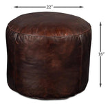 Soccerball Leather Dark Brown Stool Poufs and Stools LOOMLAN By Sarreid