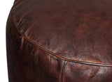 Soccerball Leather Dark Brown Stool Poufs and Stools LOOMLAN By Sarreid