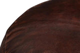 Soccerball Leather Dark Brown Stool Poufs and Stools LOOMLAN By Sarreid