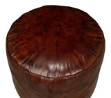 Soccerball Round Leather Stool Poufs and Stools LOOMLAN By Sarreid