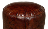 Soccerball Round Leather Stool Poufs and Stools LOOMLAN By Sarreid