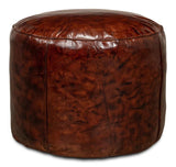 Soccerball Round Leather Stool Poufs and Stools LOOMLAN By Sarreid