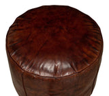 Soccerball Round Leather Stool Poufs and Stools LOOMLAN By Sarreid