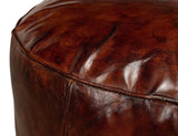 Soccerball Round Leather Stool Poufs and Stools LOOMLAN By Sarreid