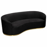 Sofa in Black Suede Velvet Gold Accent Trim Sofas & Loveseats LOOMLAN By Diamond Sofa