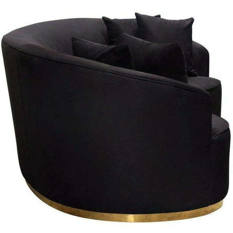 Sofa in Black Suede Velvet Gold Accent Trim Sofas & Loveseats LOOMLAN By Diamond Sofa