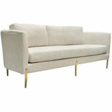 Sofa in Light Cream Fabric with Gold Metal Legs Sofas & Loveseats LOOMLAN By Diamond Sofa