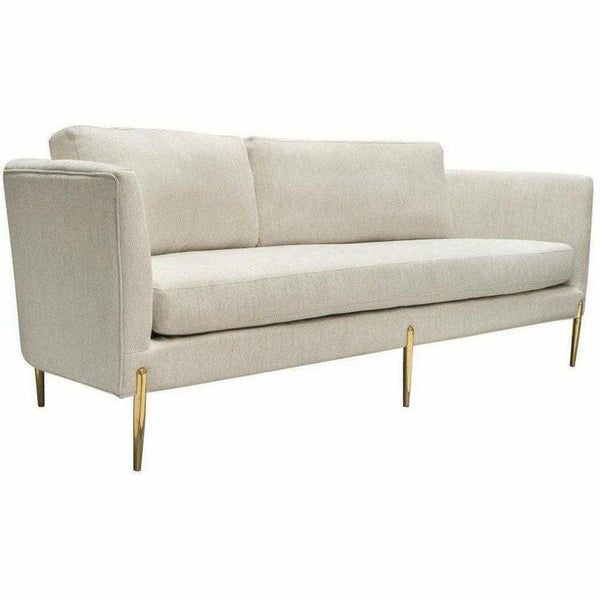 Sofa in Light Cream Fabric with Gold Metal Legs Sofas & Loveseats LOOMLAN By Diamond Sofa