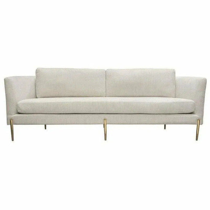 Sofa in Light Cream Fabric with Gold Metal Legs Sofas & Loveseats LOOMLAN By Diamond Sofa