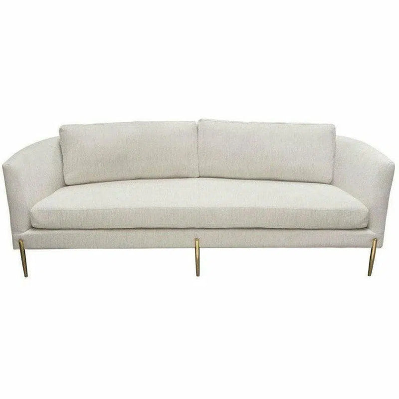 Sofa in Light Cream Fabric with Gold Metal Legs Sofas & Loveseats LOOMLAN By Diamond Sofa