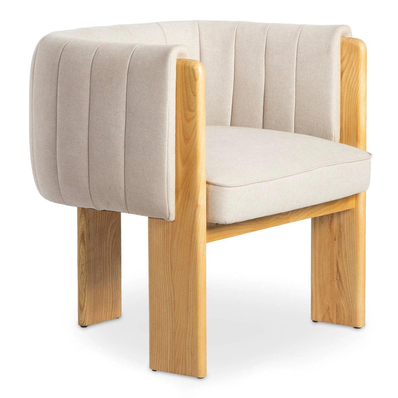 Sofi Polyester and Solid Ash Beige Armless Accent Chair Club Chairs LOOMLAN By Moe's Home