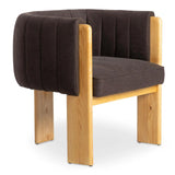 Sofi Polyester and Solid Ash Coffee Brown Armless Accent Chair Club Chairs LOOMLAN By Moe's Home