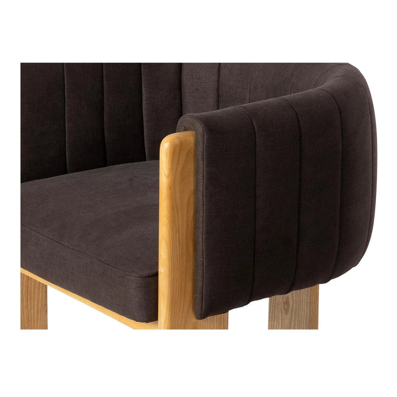 Sofi Polyester and Solid Ash Coffee Brown Armless Accent Chair Club Chairs LOOMLAN By Moe's Home