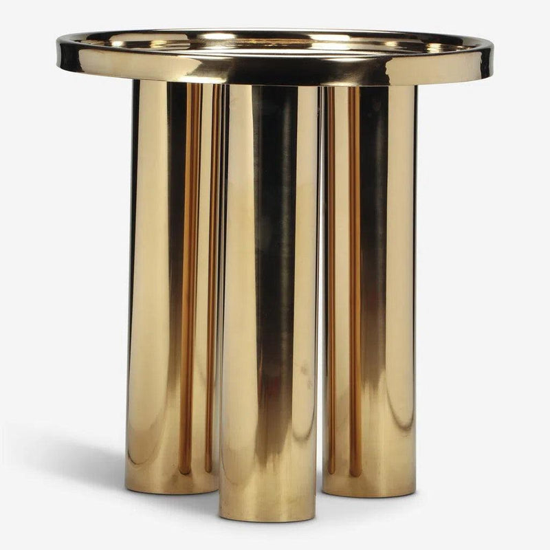 Sofia Polished PVD Stainless Steel Round End Table Side Tables LOOMLAN By Urbia