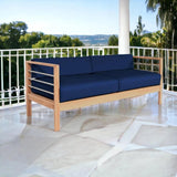 SoHo 3-Person Teak Outdoor Sofa with Sunbrella Cushions Outdoor Sofas & Loveseats LOOMLAN By HiTeak