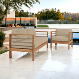 SoHo 3-Person Teak Outdoor Sofa with Sunbrella Cushions Outdoor Sofas & Loveseats LOOMLAN By HiTeak