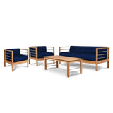 SoHo 4-Piece Teak Outdoor Patio Deep Seating Set with Sunbrella Cushions Outdoor Lounge Sets LOOMLAN By HiTeak