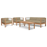 SoHo 4-Piece Teak Outdoor Patio Deep Seating Set with Sunbrella Cushions Outdoor Lounge Sets LOOMLAN By HiTeak