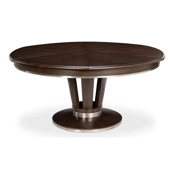 Soho Jupe Extendable Round Dining Table Burnt Brown Dining Tables LOOMLAN By Sarreid