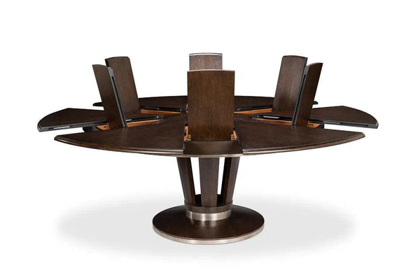 Soho Jupe Extendable Round Dining Table Burnt Brown Dining Tables LOOMLAN By Sarreid