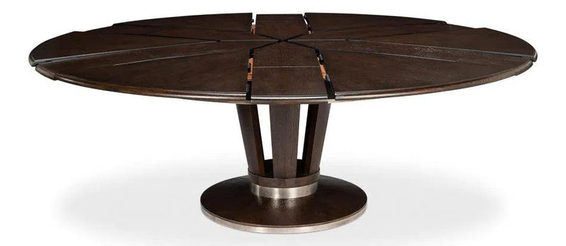 Soho Jupe Extendable Round Dining Table Burnt Brown Dining Tables LOOMLAN By Sarreid